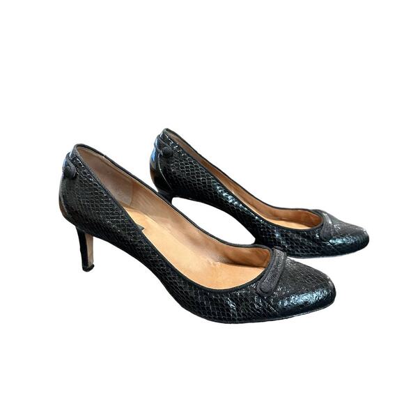 Ann Taylor women's black patent‎ leather snake print heel size 8 - Picture 1 of 7